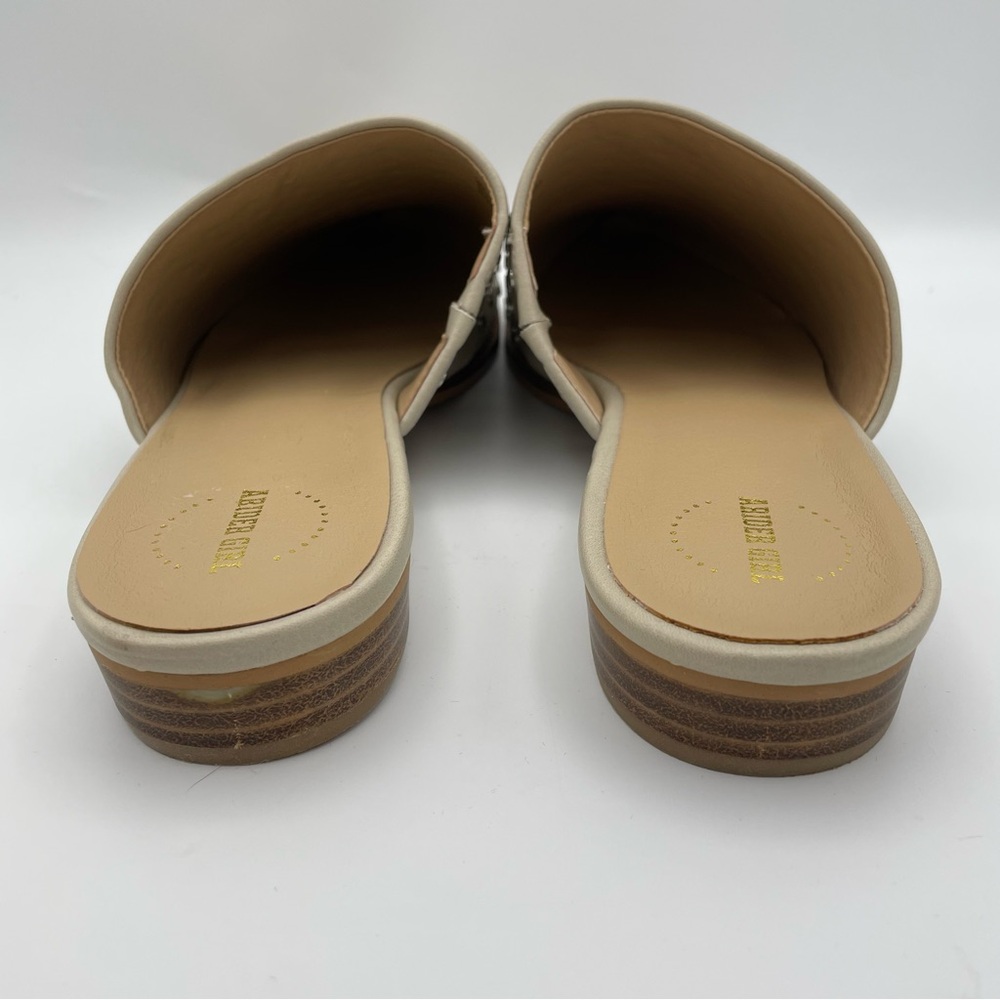 Studded Beige Leather Mule Slip-On - Picture 6 of 9